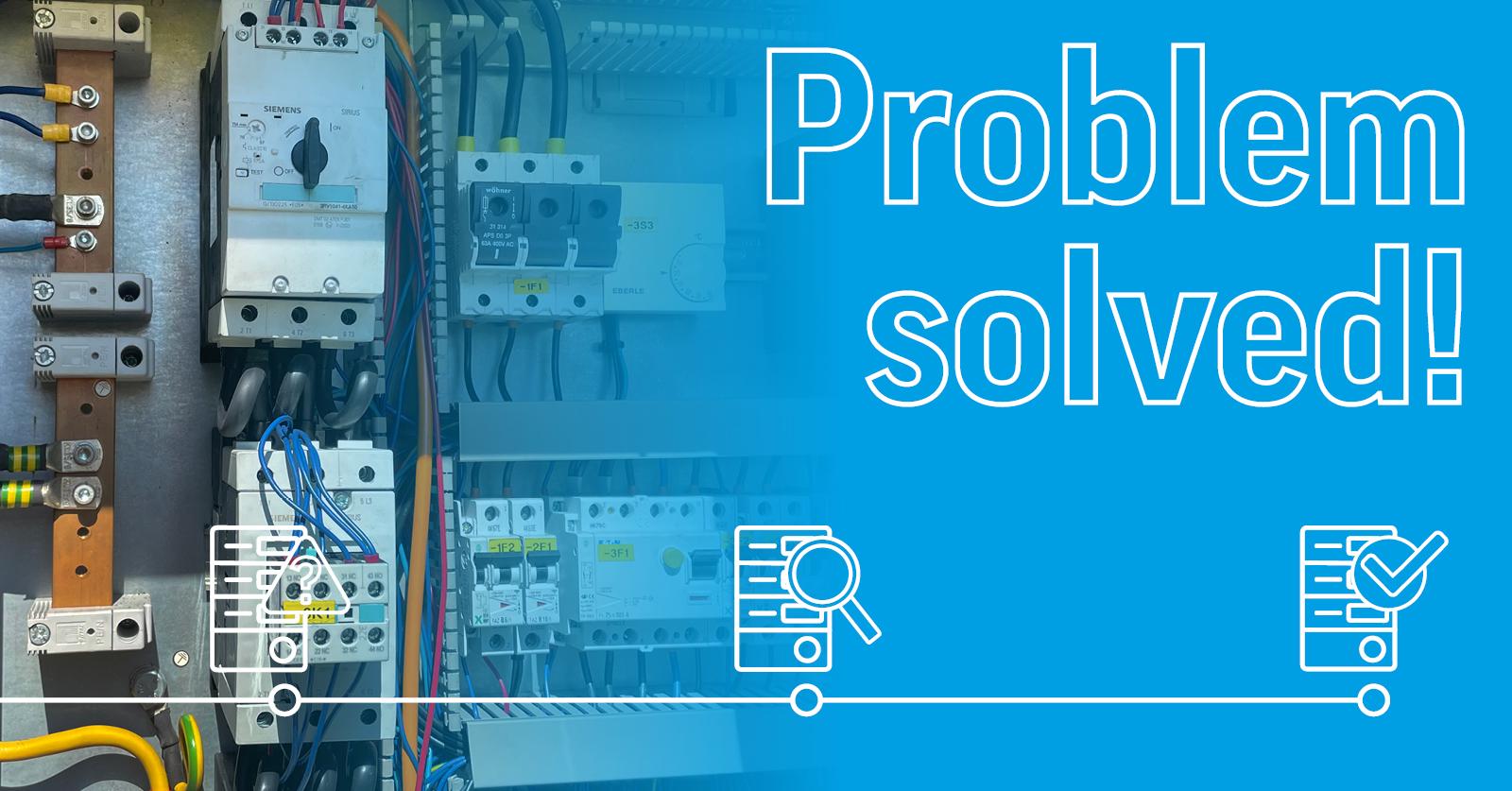 Industrial electrical cabinet with Siemens circuit protection devices, switches, and connected wiring